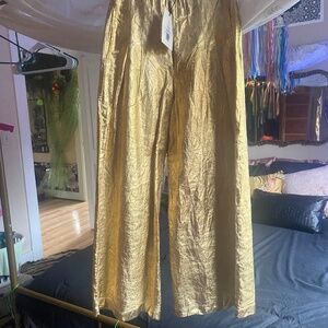 Gold wide leg pants